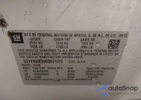 2013 Cadillac Srx Performance Collection from USA, damaged, VIN 3GYFNHE39DS631013